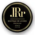 Jr Boutique de Licores 高级标志，优雅的黑金设计，自 2008 年以来一直用于高档酒类商店，是品牌推广和数字营销的理想选择。