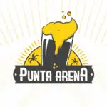 A refreshing beer logo with yellow foam and a tropical background to promote events and craft beer in Punta Arena.