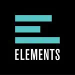 Barre d'éléments de design avec le texte «&nbsp;ÉLÉMENTS&nbsp;» dans un style moderne sur fond noir. L'image met en valeur les éléments clés de la conception événementielle et graphique.