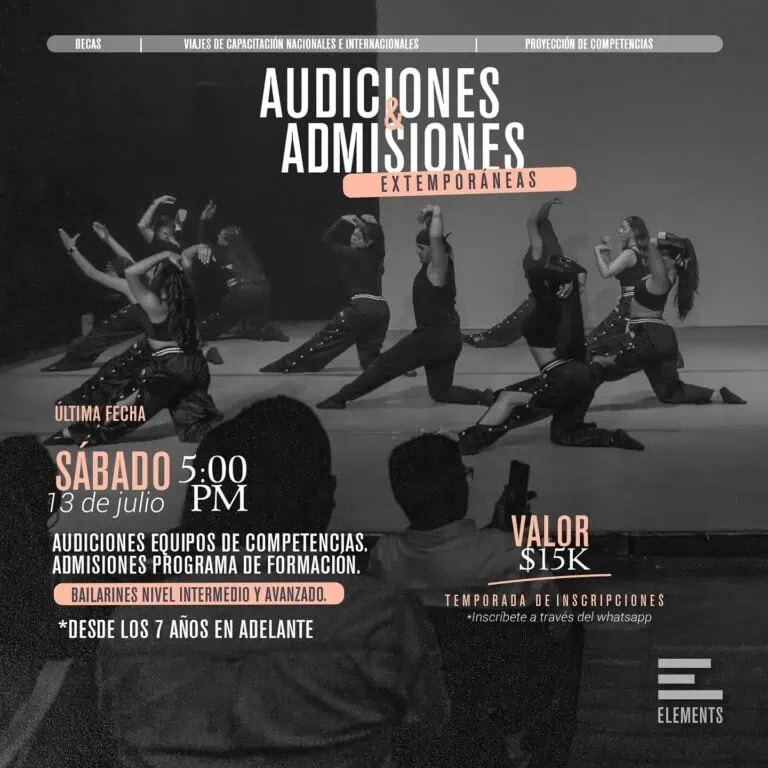 舞蹈比赛团队（中级和高级）及培训活动和课程的选拔和招生。请通过 WhatsApp 报名。