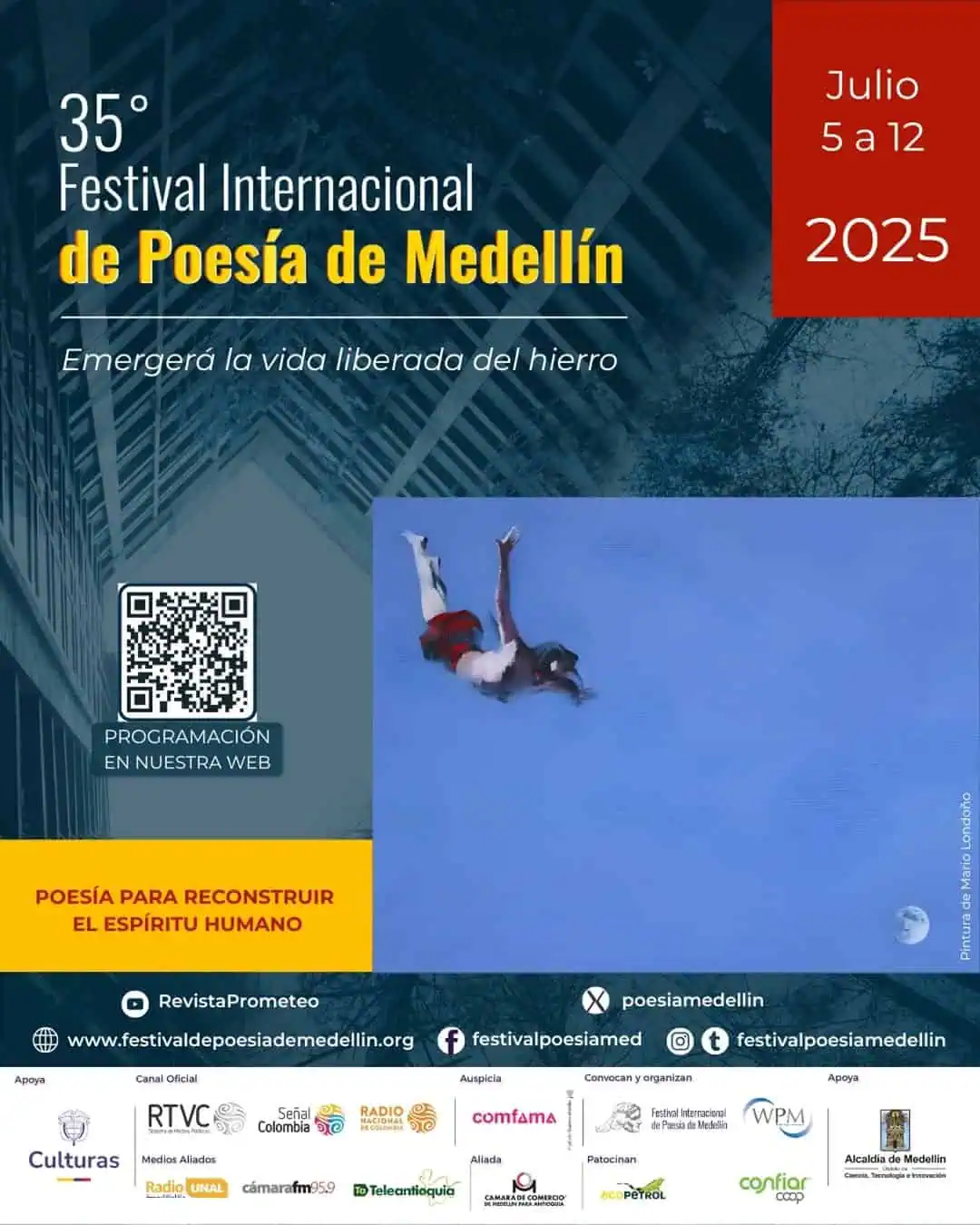 Festival international de poésie à Medellín en juillet 2025, célébrant la culture et la littérature avec des activités et de la poésie pour reconstruire l'esprit humain.