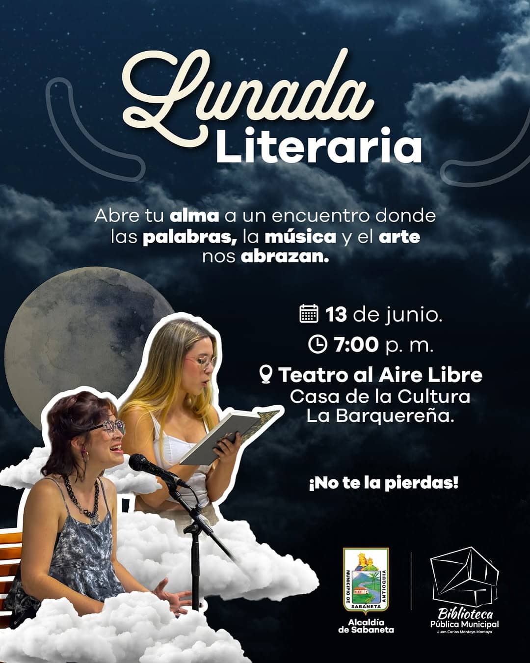 Encuentro literario en la Casa de la Cultura La Barquerena, con música, poesía y arte, promoviendo la cultura y la expresión artística en Sabaneta, Colombia.
