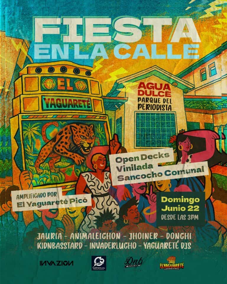 Fiesta en la calle Cartagena en Yaguareté con música, arte y comida, promoviendo la cultura local en un evento comunitario con artistas y DJs, el domingo 22 de junio desde las 3 p.m.