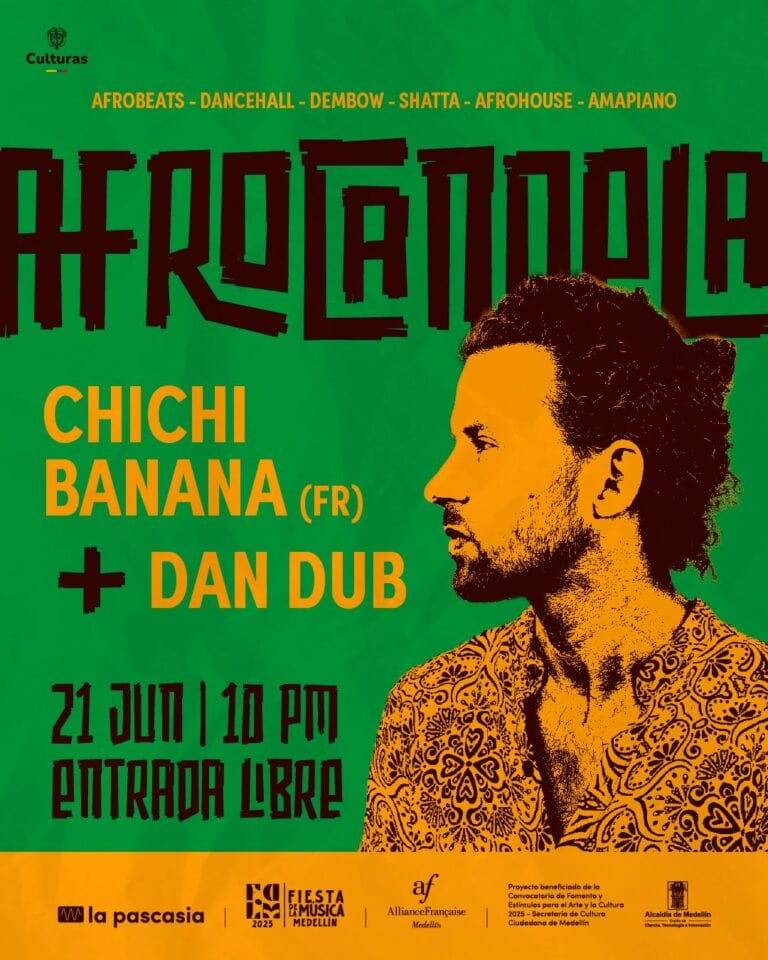 Afrobeat artist Chichi Banana y Dan Dub en concierto en Medellín, evento cultural de música reggae y dancehall, 21 de junio, entrada libre en La Pascasia, cultura y música en vivo.