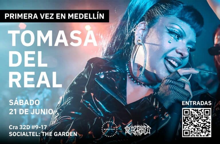 Tomasa del real artista en concierto en Medellín invitación a evento musical en vivo.