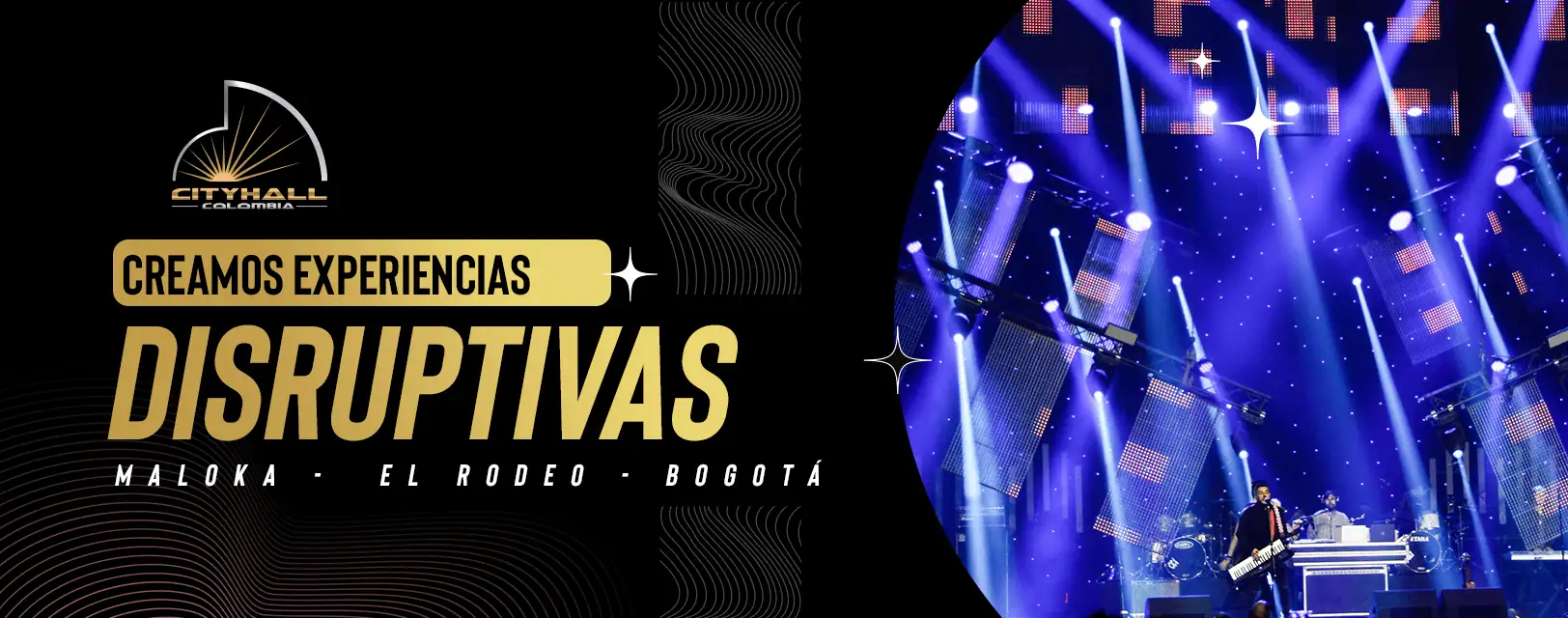 Disruptive experiential creations at events in Maloka, El Rodeo, and Bogotá with lighting, sound, and advanced technology.
