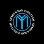 活动标志横幅，蓝色圆圈，西班牙语文字，内容是关于在哥伦比亚波哥大跳舞和感受。