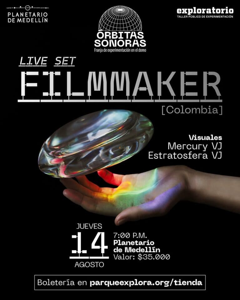 Orbitas Sonoras evento en Medell&iacute;n Colombia, taller p&uacute;blico de experimentaci&oacute;n con Visuales Mercury VJ y Estratosfera VJ en un ambiente innovador y art&iacute;stico.