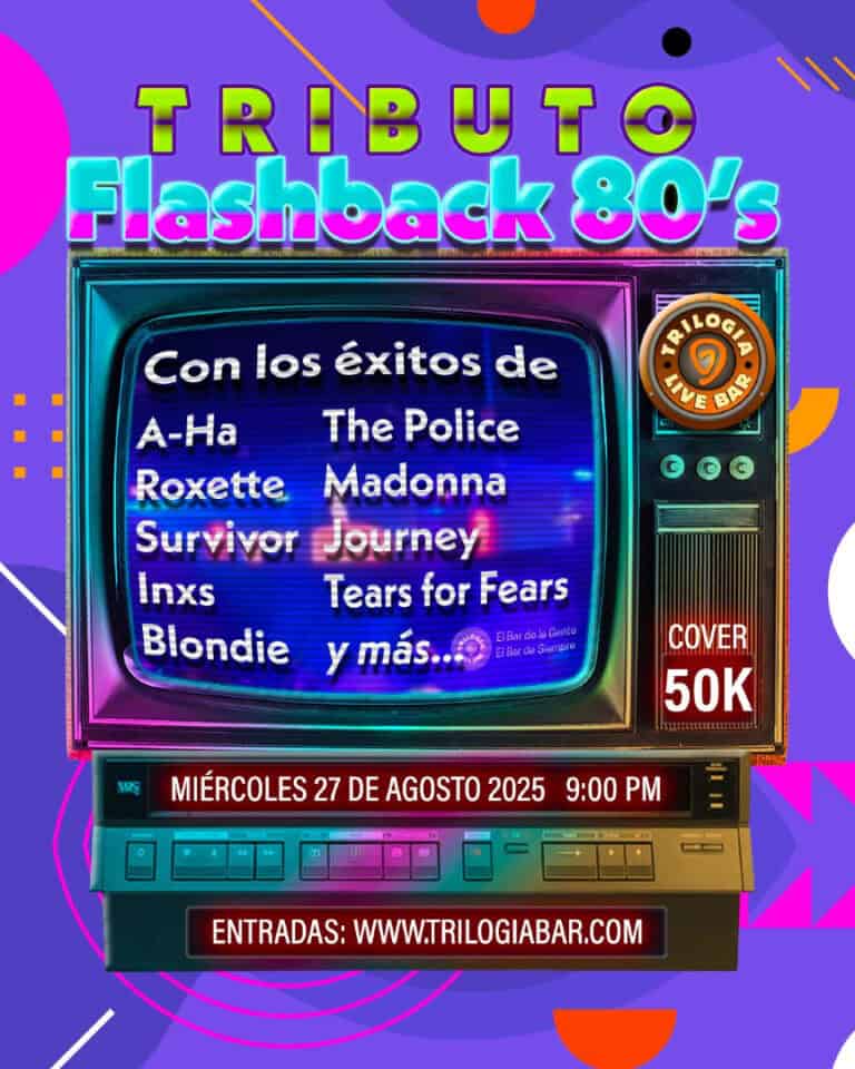 Flashback de conciertos de los años 80 con artistas como Madonna, The Police, Roxette y más en evento de tributo en Bogotá, con entradas disponibles en www.trilogiabar.com.