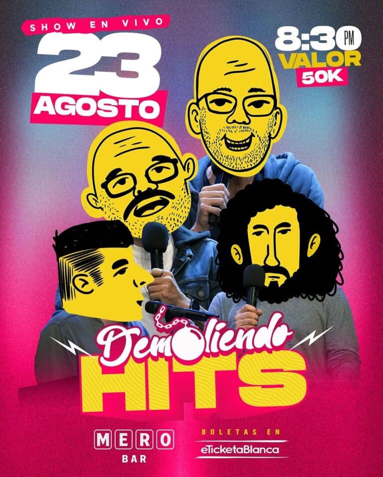 Se invita a disfrutar del evento en vivo "Dementiendo Hits" en Mero Bar, con entradas disponibles en eTicketBlanca, el 23 de agosto a las 8:30 p.m. con artistas destacados y un ambiente divertido.