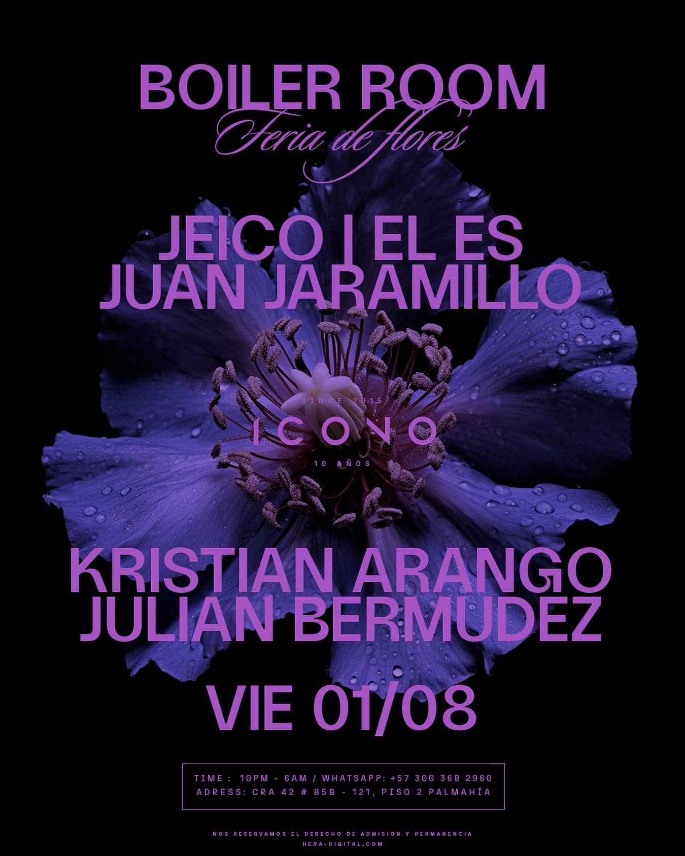 Boiler room feria de flores en Palmaría, evento con artistas como Juan Jaramillo y Julian Bermudez en una noche de música y flores, foro en Palmaría.