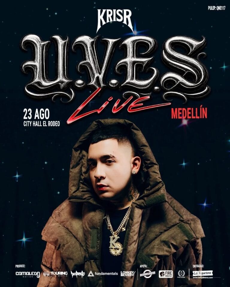 Kriss Uves Live concierto en Medellín, evento musical con artistas reconocidos, en el City Hall El Rodeo, 23 de agosto, transmisión en vivo.