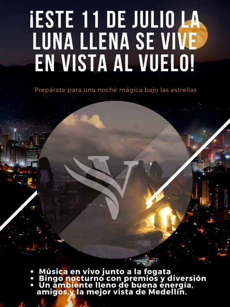 在麦德林与朋友们共度满月之夜，围着篝火，欣赏现场音乐，玩夜间宾果游戏，在星空下享受轻松愉快的氛围。麦德林满月观赏活动。