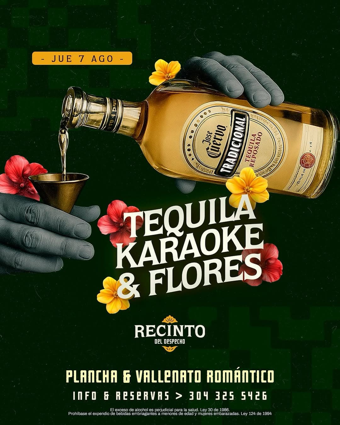 Disfruta de tequila, karaoke y flores en el evento en Recinto del Despertar, con ambiente romántico en Plancha y Vallenato. Reserva ahora, diversión garantizada.