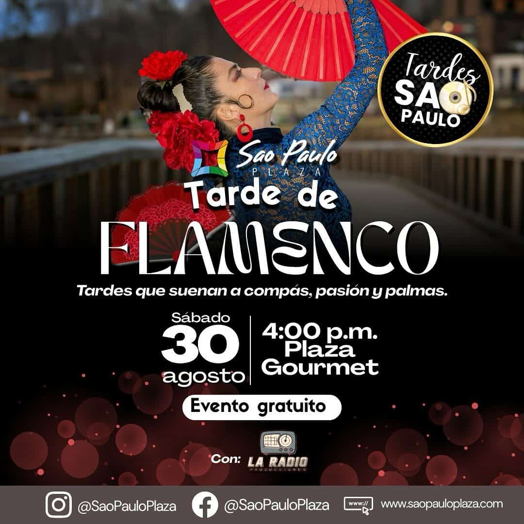Tarde de flamenco en São Paulo, evento gratuito con música en vivo, pasión y palmas en la Plaza Gourmet, sábado 30 de agosto a las 4:00 p.m. en São Paulo.