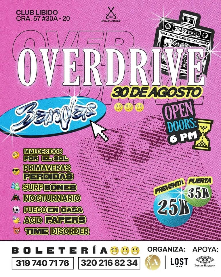 Evento de coches y música en Overdrive, con el auténtico sabor del verano y un ambiente nocturno. Disfruta de bandas, DJ en vivo y áreas de fiesta en un evento único en Club Libido el 30 de agosto.