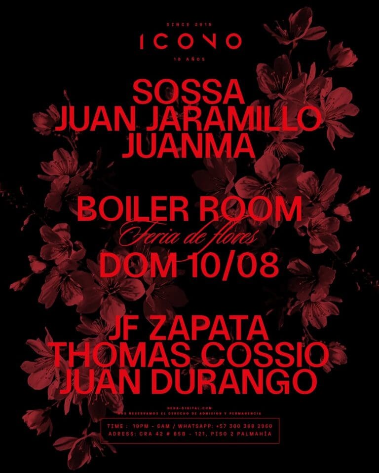 Disfruta de un concierto en el Boiler Room con artistas como Sossa, Juan Jaramillo, Juanma, JF Zapata, Thomas Cossio y Juan Durango en la feria de horas en Palmahía.