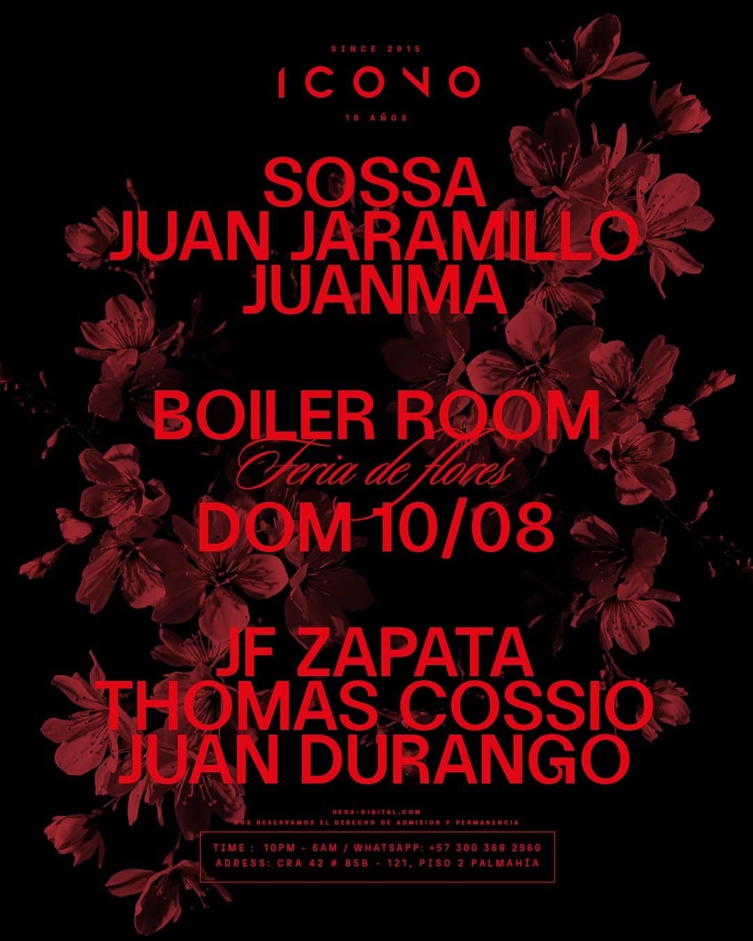 Disfruta de un concierto en el Boiler Room con artistas como Sossa, Juan Jaramillo, Juanma, JF Zapata, Thomas Cossio y Juan Durango en la feria de horas en Palmahía.