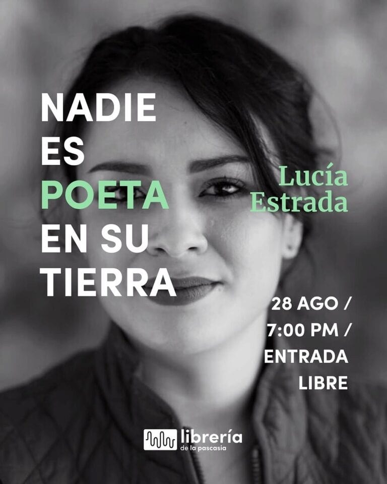 Poema, Lucía Estrada, evento literario, librería de la pascasia, lectura poética, noche de poesía, entrada libre, actividad cultural en Bogotá.
