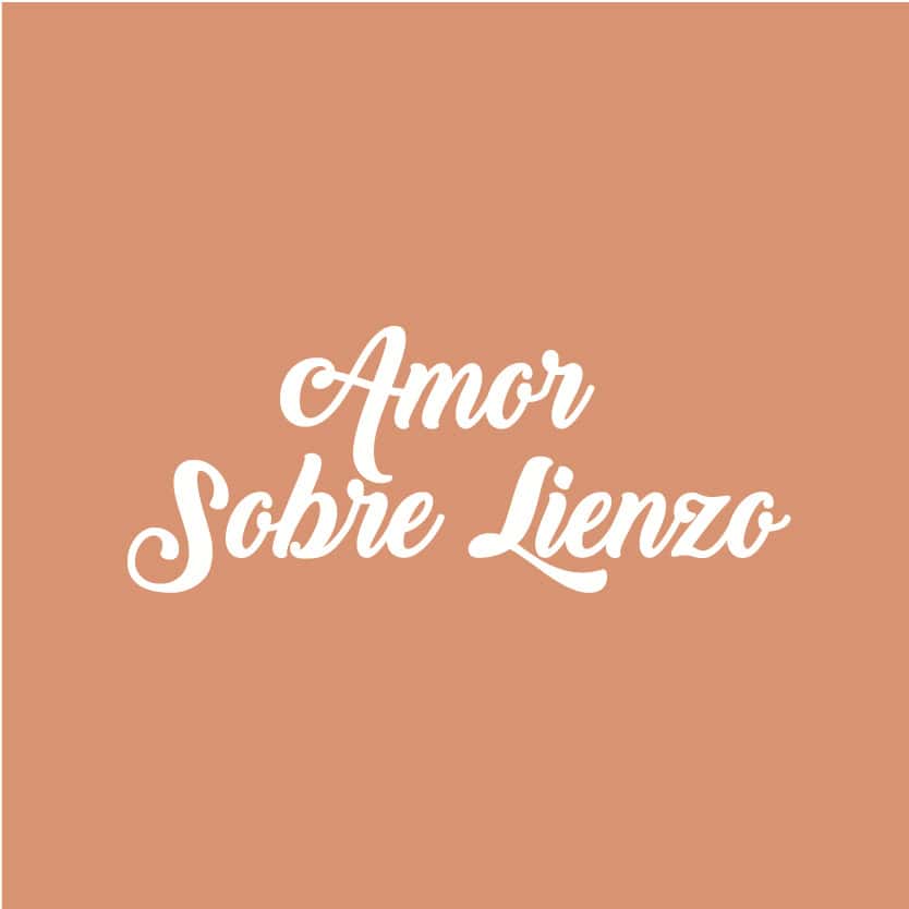 Amor sobre lienzo, frase inspiradora romantica, diseño de arte en tonos terracota, mensaje de amor y paz, decoración con palabras para eventos y redes sociales.