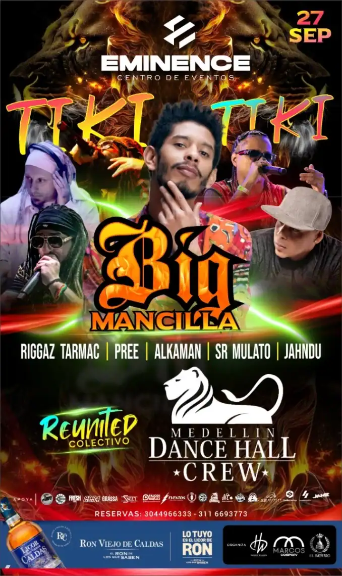 EMINENCE Centro de eventos concierto TIK TIK BU MANCILLA Medellín 27 sep artistas populares y shows en vivo.