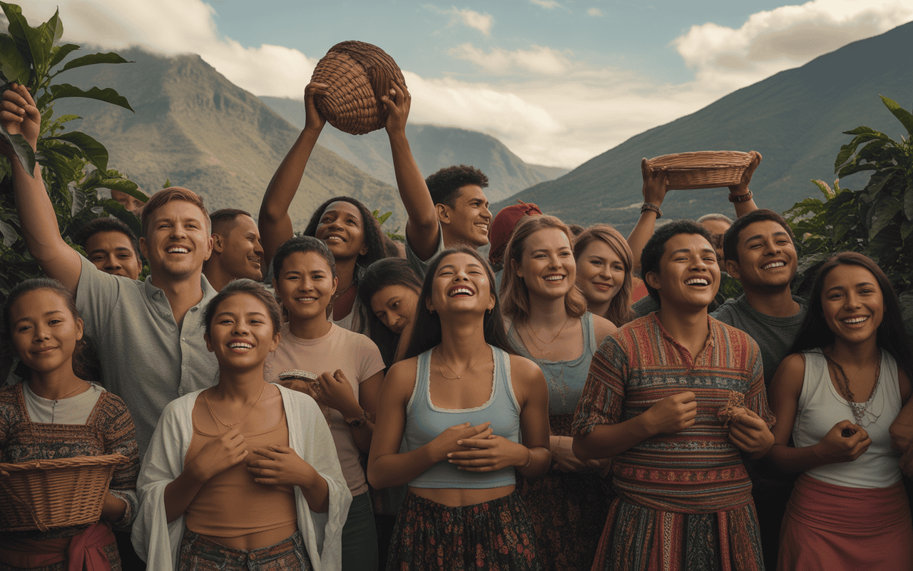 Eventos culturales y comunidad en el Valle, celebración tradicional con alegría y participación en un paisaje montañoso.