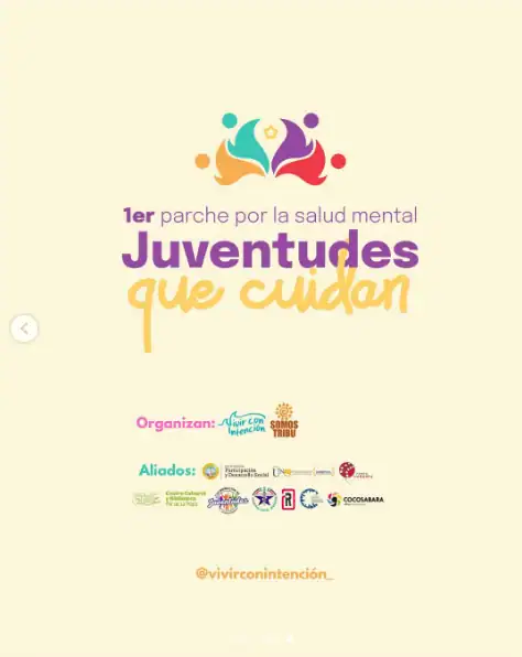 Juventudes que cuidan, campaña para promover la salud mental juvenil en Colombia, con alianzas de organizaciones sociales y profesionales en salud mental, enfocado en apoyo y bienestar juvenil.