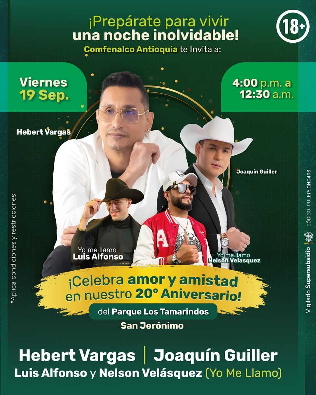 Villa, evento, concierto, celebración, música en vivo, aniversario, noche inolvidable, artistas, artistas colombianos, fiesta, cultura, país, entretenimiento, Comfenalco Antioquia, parque, San Jerónimo, concierto en vivo.