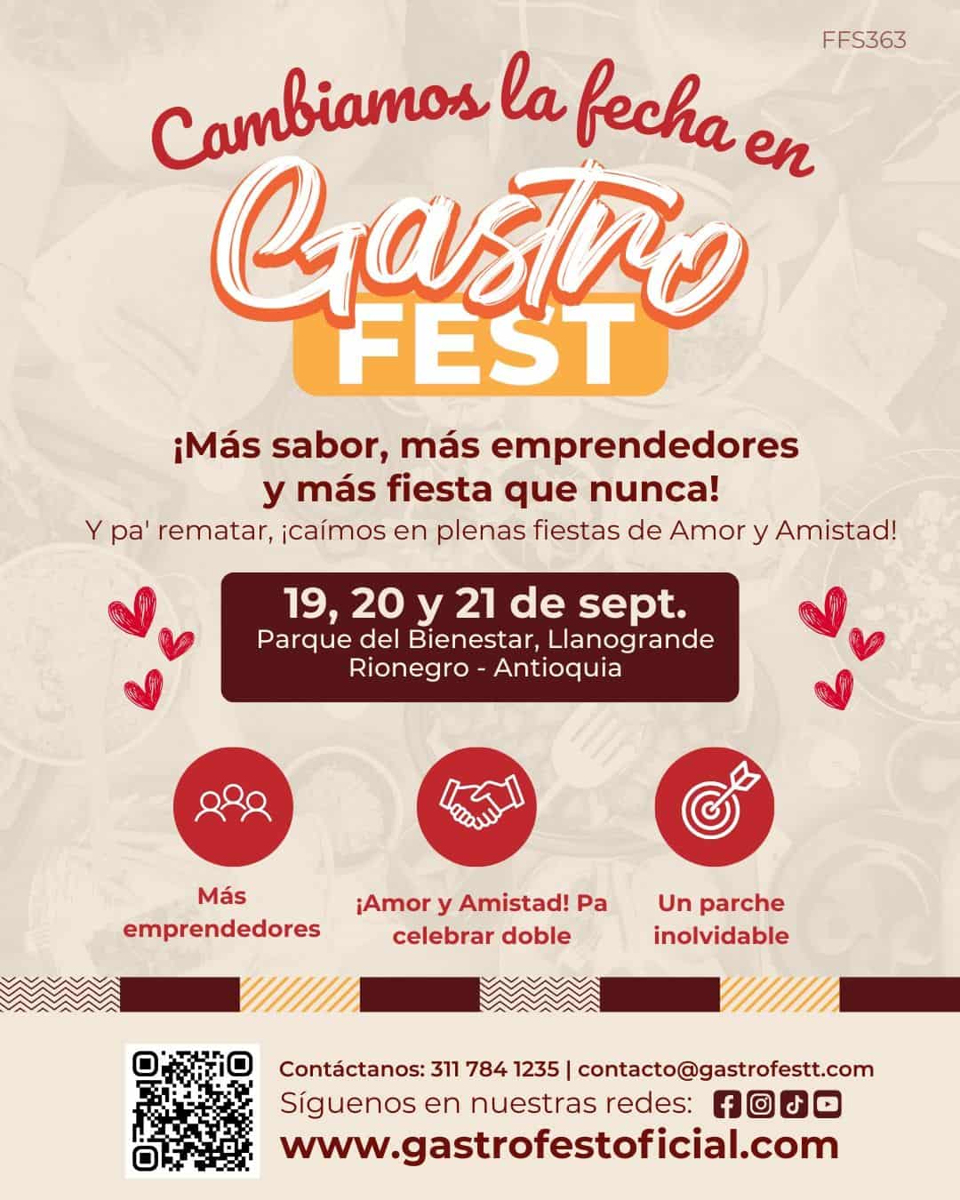 Celebración del Gastró Fest en Antioquia, evento gastronómico y de amistad en Parque del Bienestar, Llanogrande, con comida, música y diversión para todos del 19 al 21 de septiembre.