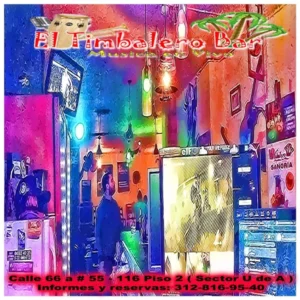 El Tambo Bar, música en vivo y ambiente vibrante en la zona U de A en Cali, con decoración colorida, pantallas y equipo de sonido para disfrutar de buenas bebidas y entretenimiento.