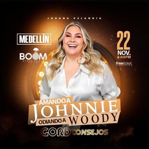 Discurso motivacional de Johanna Velandia en Medellín, evento de bienestar y crecimiento personal, 22 de noviembre a las 8:00 PM.