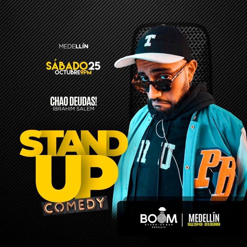 Actor de stand up comedy en Medellín en un evento de humor llamado "Stand Up Comedy", presentando una noche de risas y entretenimiento el sábado 25 de octubre a las 9PM en BOMB Medellín.