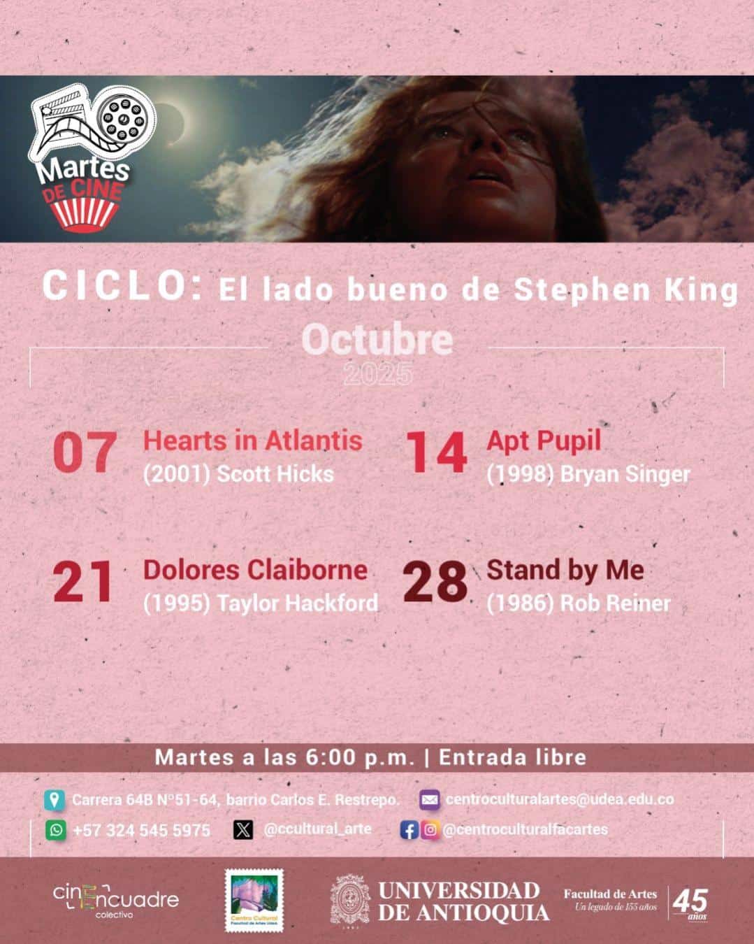 Selector de películas y eventos culturales en Medellín para promover actividades artísticas y culturales a través de plataformas online y en espacios físicos.