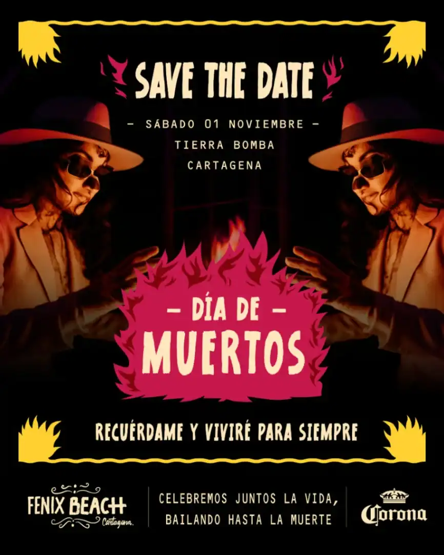 Vínculo de la imagen en la página de Eventario para eventos culturales, en este caso, Día de Muertos con temática artística y cultural en Cartagena.