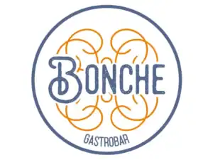Bonche gastrobbar, logotipo circular con líneas de naranja y letras azules que representan un espacio de gastronomía y eventos en Bogotá.