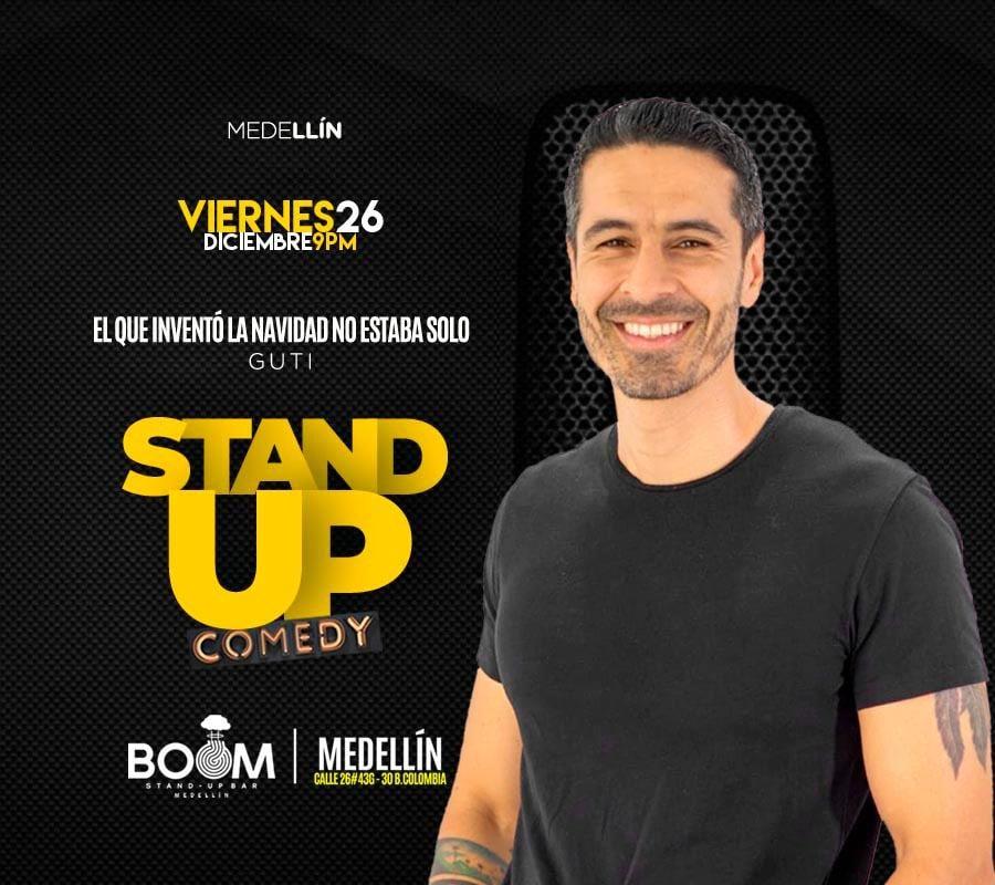 Comedia en Medellín, evento de stand up comedy con Guti, destacado comediante, en BOOM Medellín.