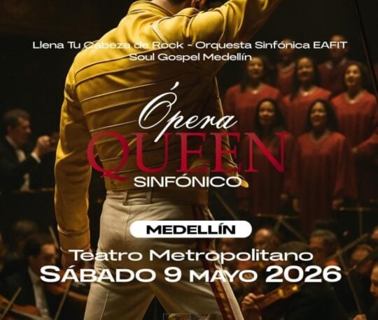 Espectáculo de ópera y música rock con la Orquesta Sinfónica EAFIT, lleno de energía y pasión en Medellín, evento para amantes de la música clásica y rock, en el Teatro Metropolitano, 9 de mayo de 2026.
