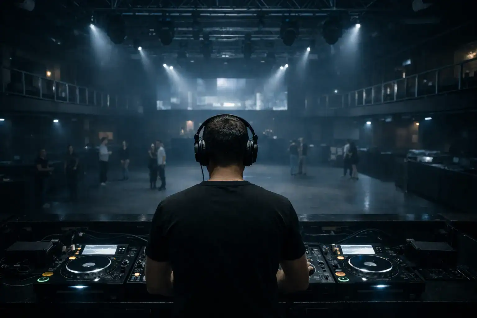 DJ En Action Dans Un Club Vide