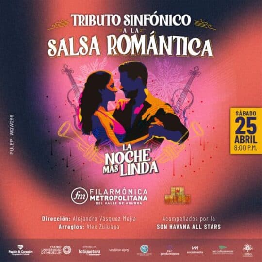 Espectáculo de tributo sinfónico a la salsa romántica en la noche más linda, con la participación de la orquesta Son Havana All Stars en la Filarmónica Metropolitana.