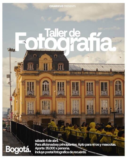 Aprende técnicas de fotografía en un taller para principiantes, ideal para niños y mascotas, con un aporte de 35,000 pesos. Incluye postal fotográfica de recuerdo.