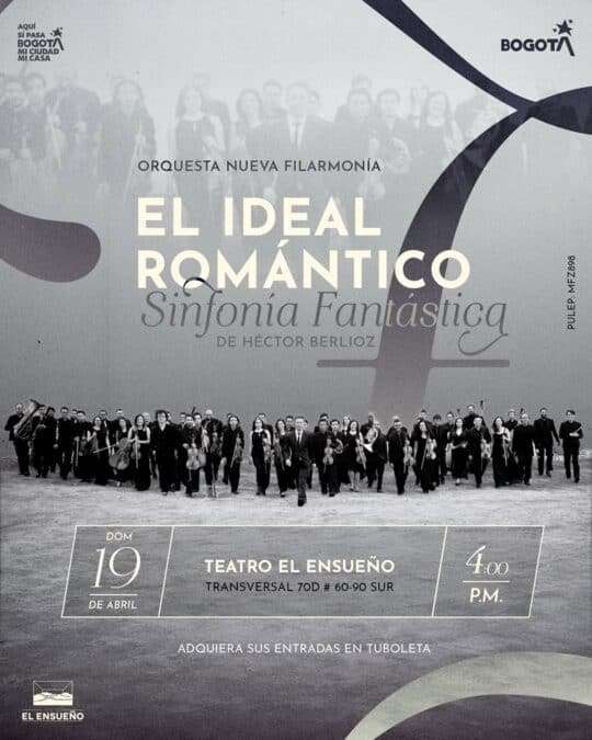 Espectáculo de la Orquesta Nueva Filarmónica en Bogotá, presentado en el Teatro El Ensueño, el 19 de abril a las 4:00 p.m., con entradas disponibles en TuBoleta.