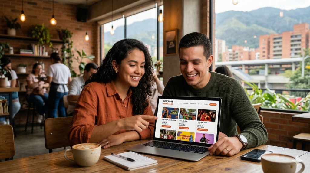 Dos personas eligen un plan en la agenda de Eventario