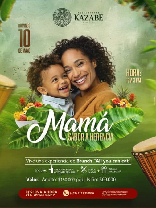 Evento familiar en Kazabe con brunch para mamás y niños, experiencia gastronómica y música en vivo.
