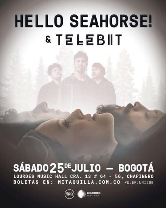 Concierto de Seahorse y Telebit en Bogotá el sábado 25 de julio en Lourdes Music Hall, con artistas destacados y ambiente musical en vivo.