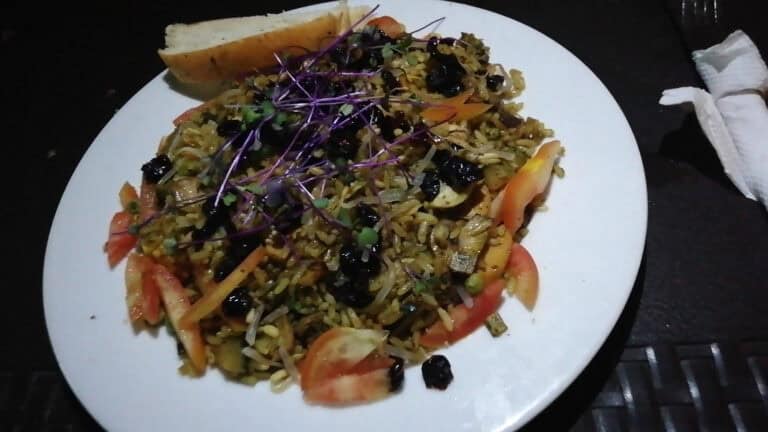 Imagen de un plato de Tulsi, una opción de cocina vegetariana, con ingredientes frescos y naturales, ideal para quienes buscan una alimentación saludable y deliciosa.