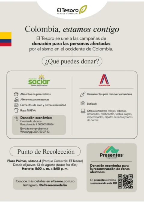 Colombia, estamos contigo Entrega tus donaciones en El Tesoro - Image 01